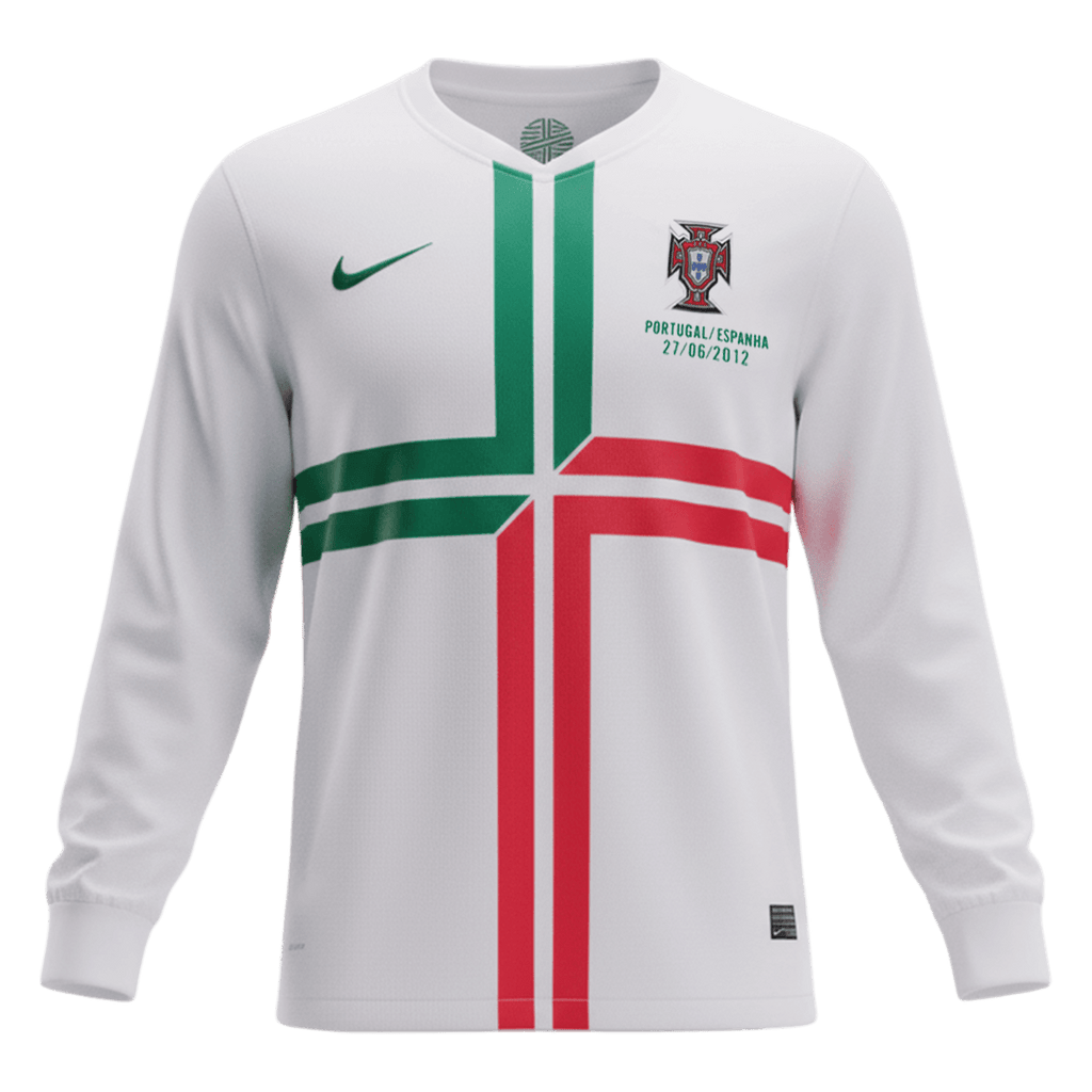 Retro Portugal Fora Manga Comprida Camisa 2012 Branco