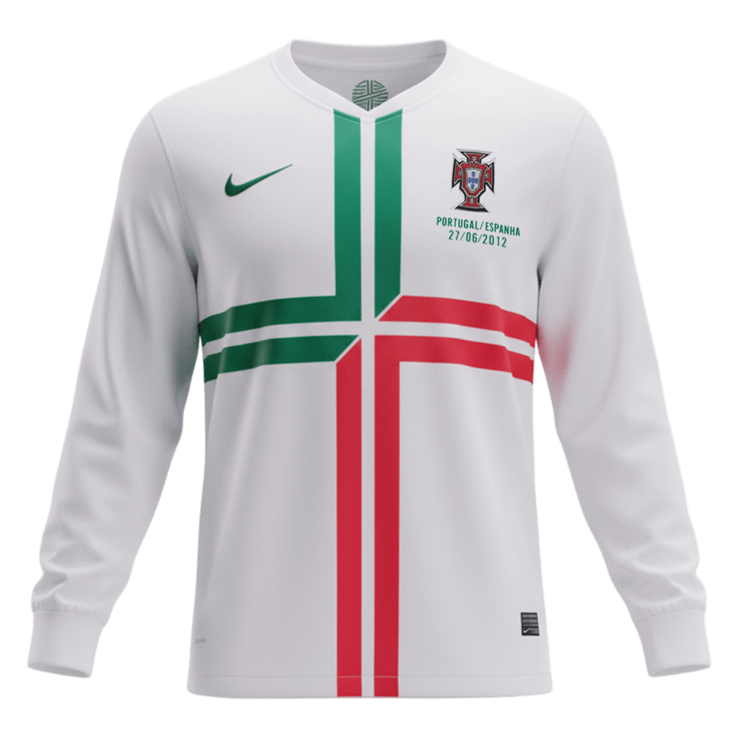 Retro Portugal Fora Manga Comprida Camisa 2012 Branco