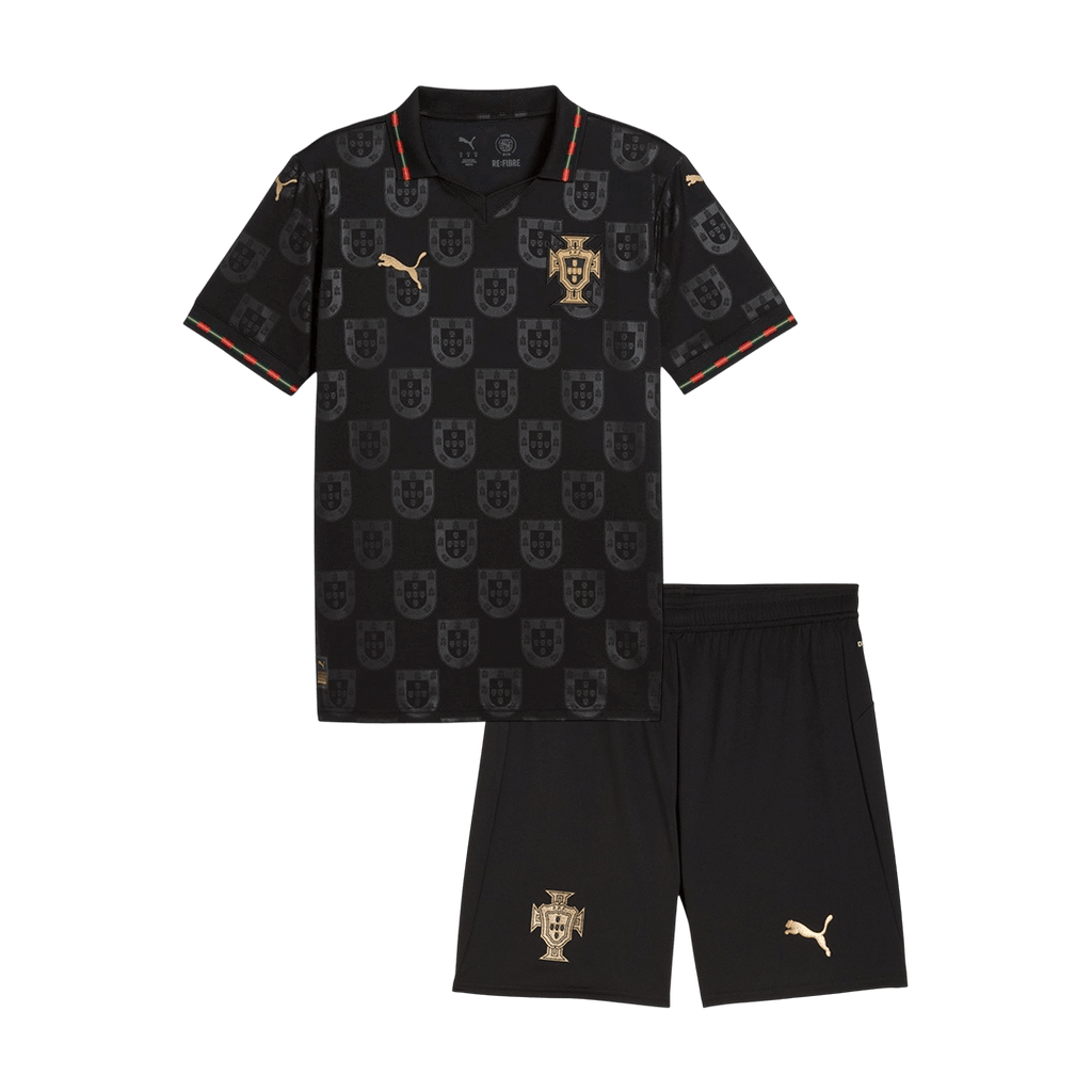 Portugal Mundial Infantil de Futebol Camisola Conjunto (Camisola+Calções) 2026 Preto