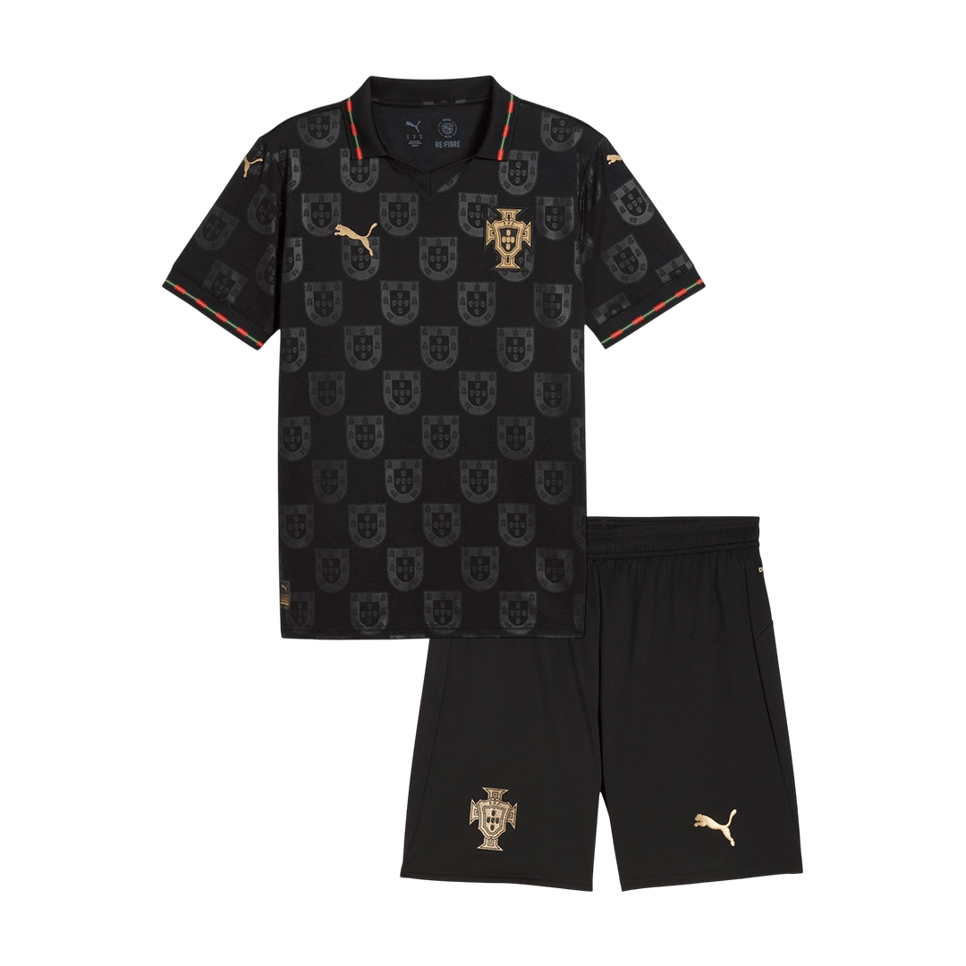Portugal Mundial Infantil de Futebol Camisola Conjunto (Camisola+Calções) 2026 Preto