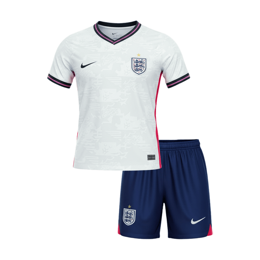 Inglaterra Criança Casa Mundial Futebol Camisola Conjunto (Camisola+Calções) 2026 Branco