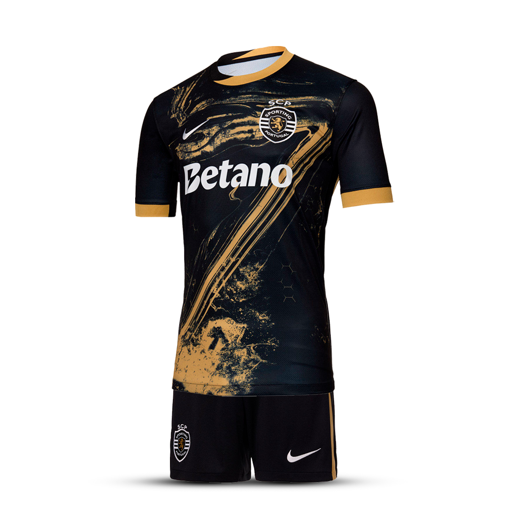 Conjunto infantil “7” Terceiro equipamento 24/25 - preto e dourado