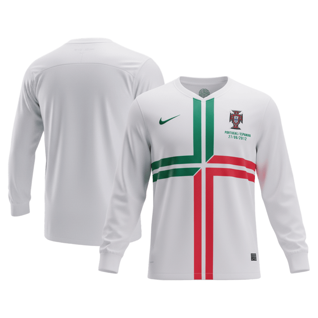 Retro Portugal Fora Manga Comprida Camisa 2012 Branco