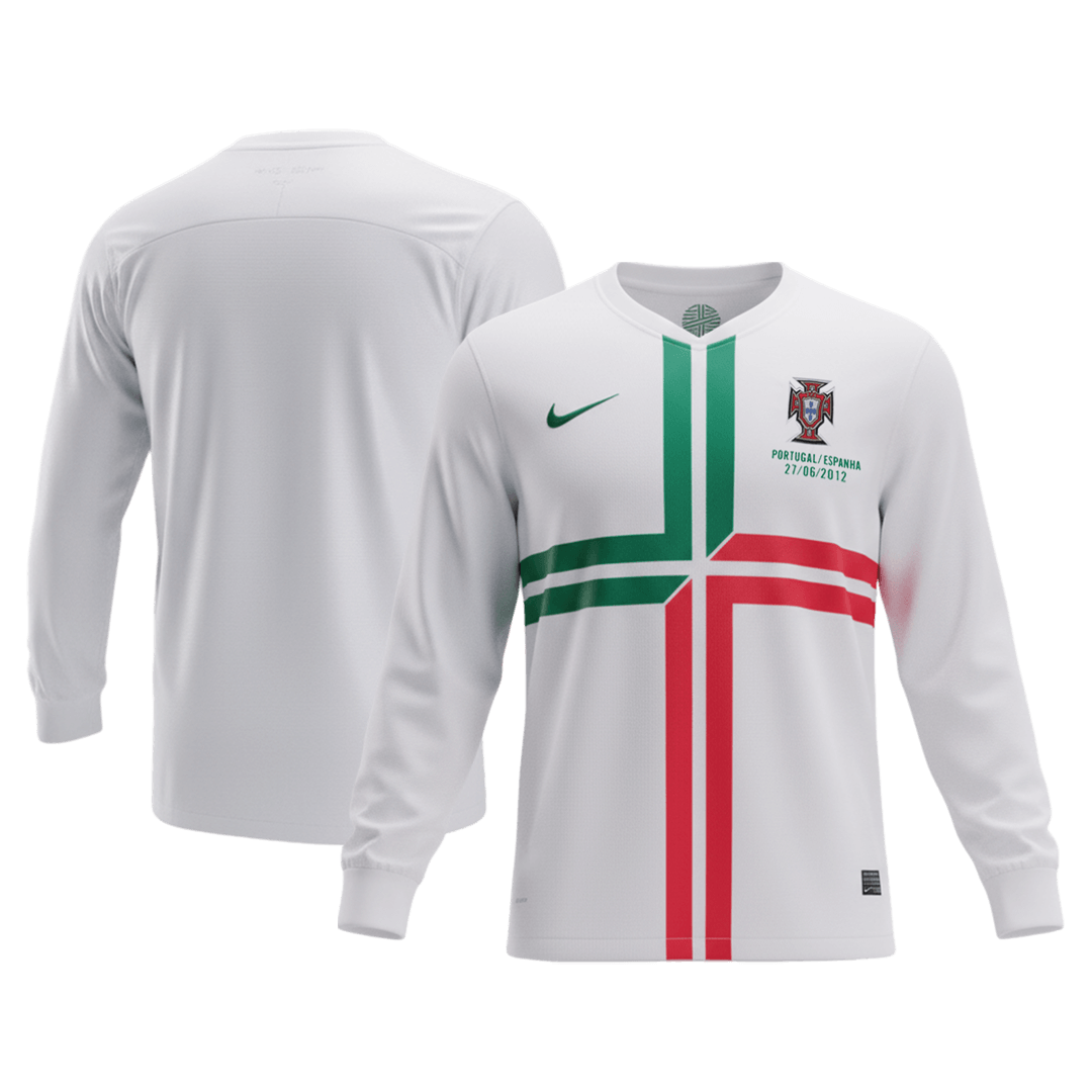 Retro Portugal Fora Manga Comprida Camisa 2012 Branco