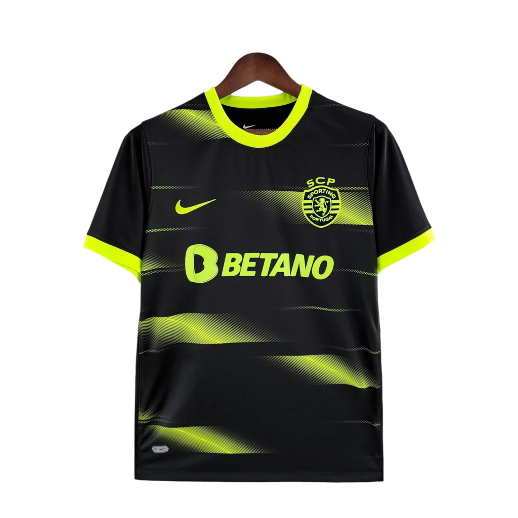 Camisola Alternativa 22/23 Preta e Verde Retro