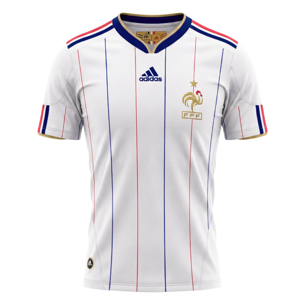 Camisola Retro da França Fora 2010 Branca