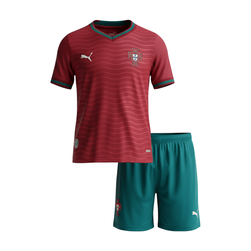 Portugal Infantil Casa World Cup Futebol Camisa Conjunto (Camisa+Calções) 2026 Vermelho