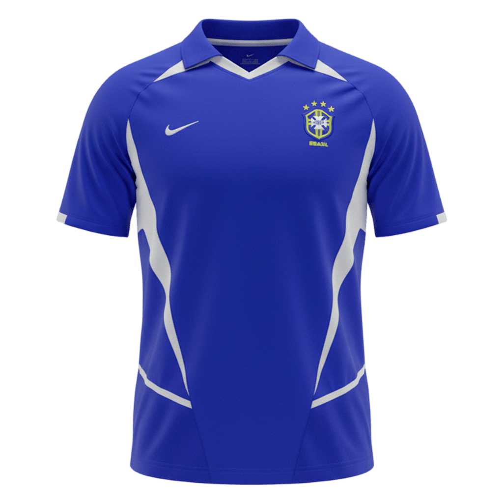 Retrô Brasil Camisola Principal 2002 Azul