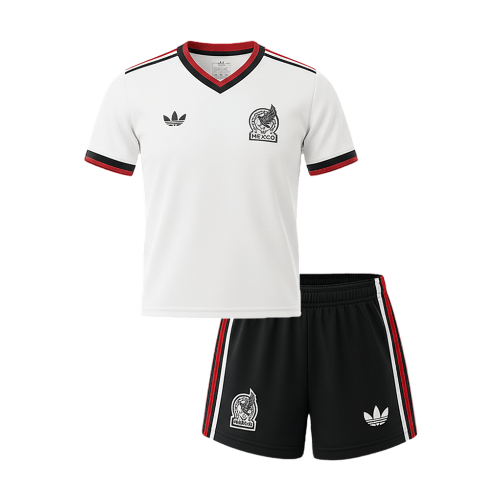 Conjunto México Criança Alternativo Camisola e Calções Mundial 2026 Branco